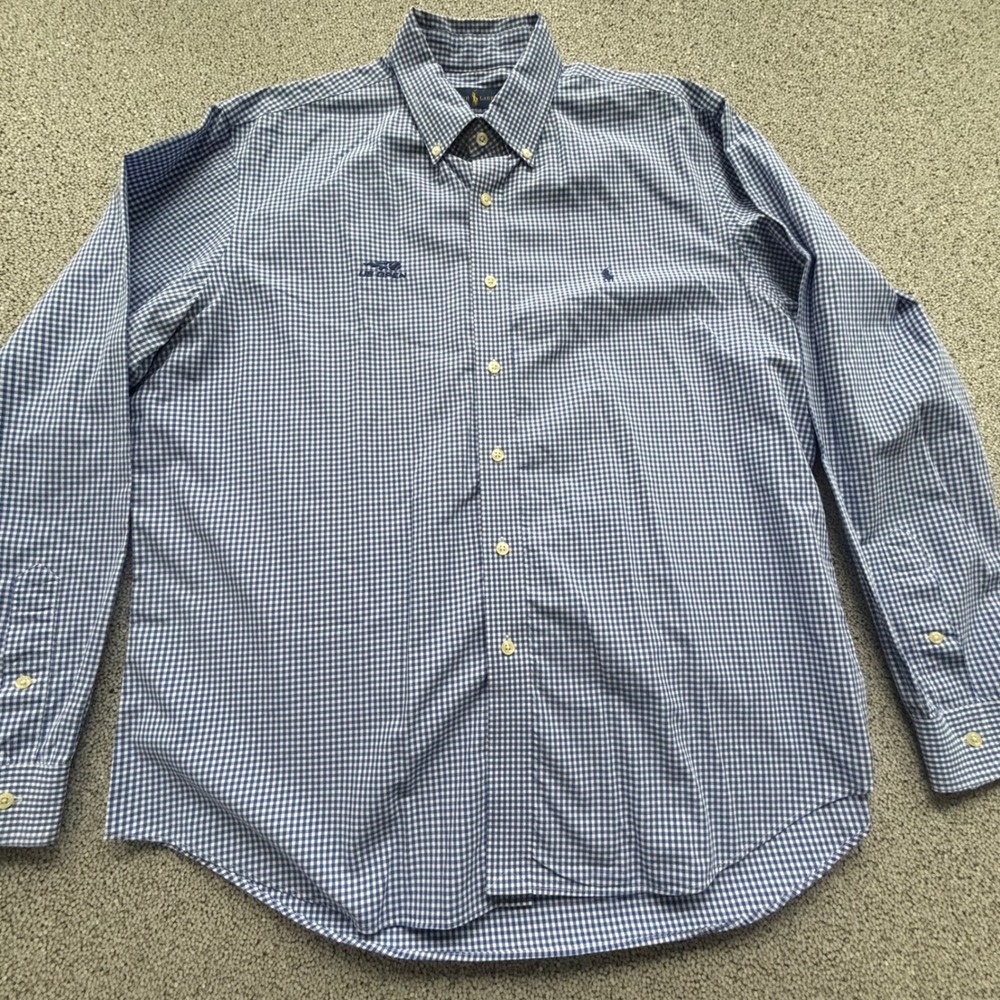 Polo Ralph Lauren Button Down Mens XL Blue Gingham US Open Tennis Preppy Pony - Picture 4 of 8